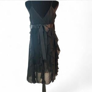 Scarlett Nite Black Ruffle Midi Dress